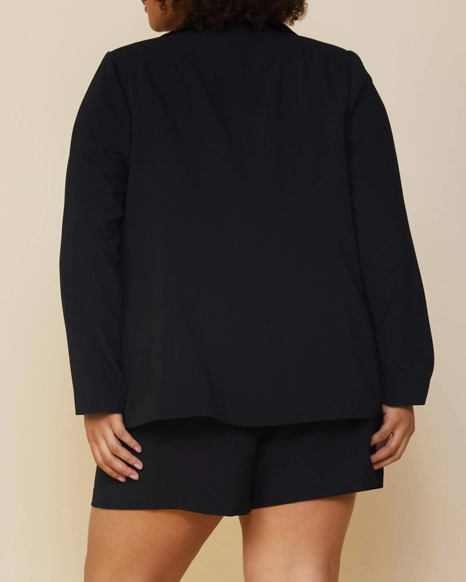 Plus Size Long Sleeve Open Blazer in Black | Black suitable for cultural festivals Windproof Outerwear