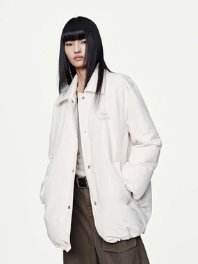 Water Resistant Coat Snap Button Quilted Down Jacket