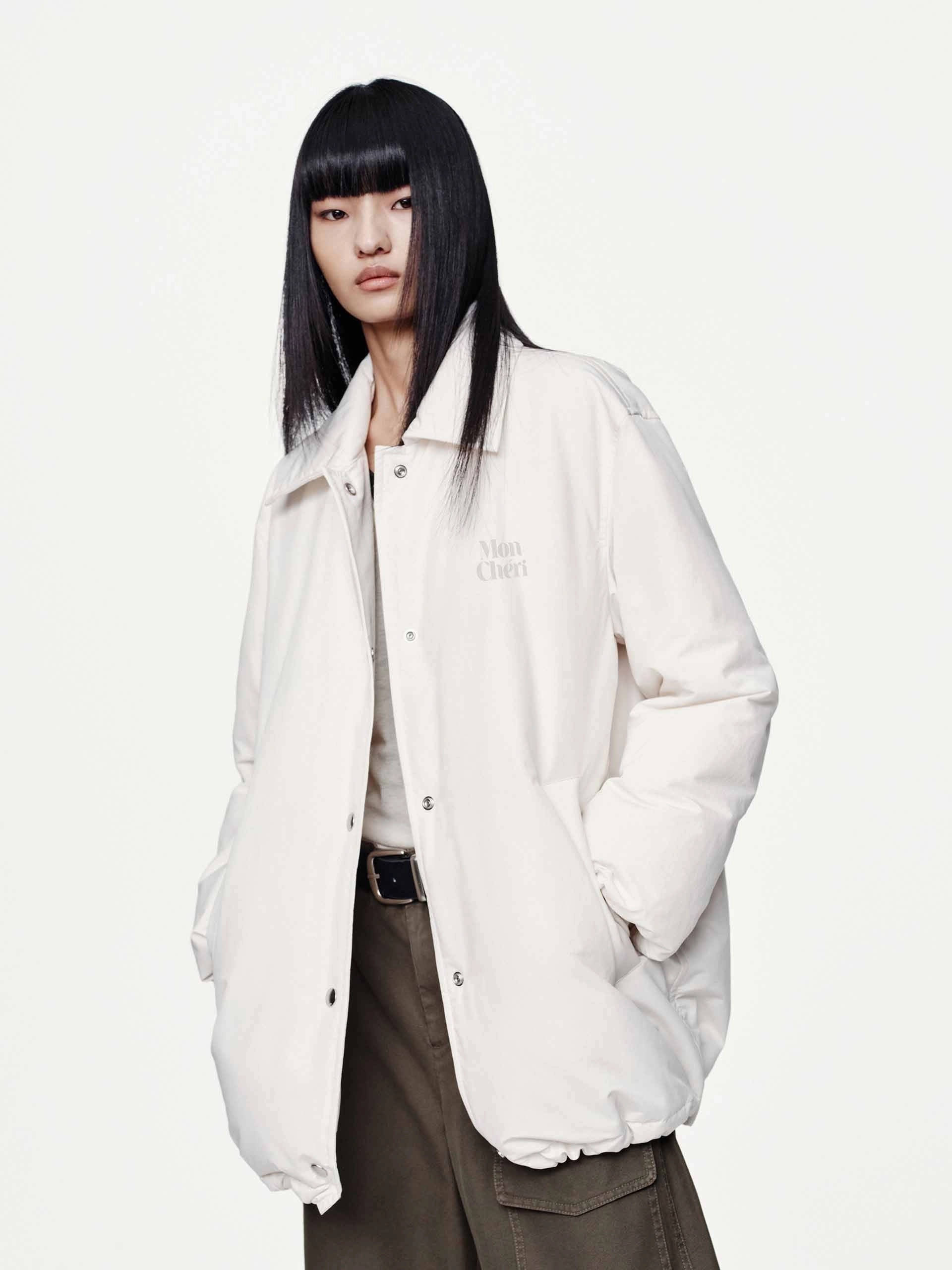 Water Resistant Coat Snap Button Quilted Down Jacket