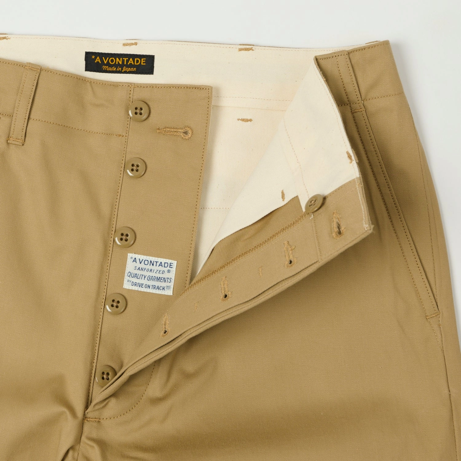 A Vontade Wide Fit Chino Trouser - Beige Customizable length