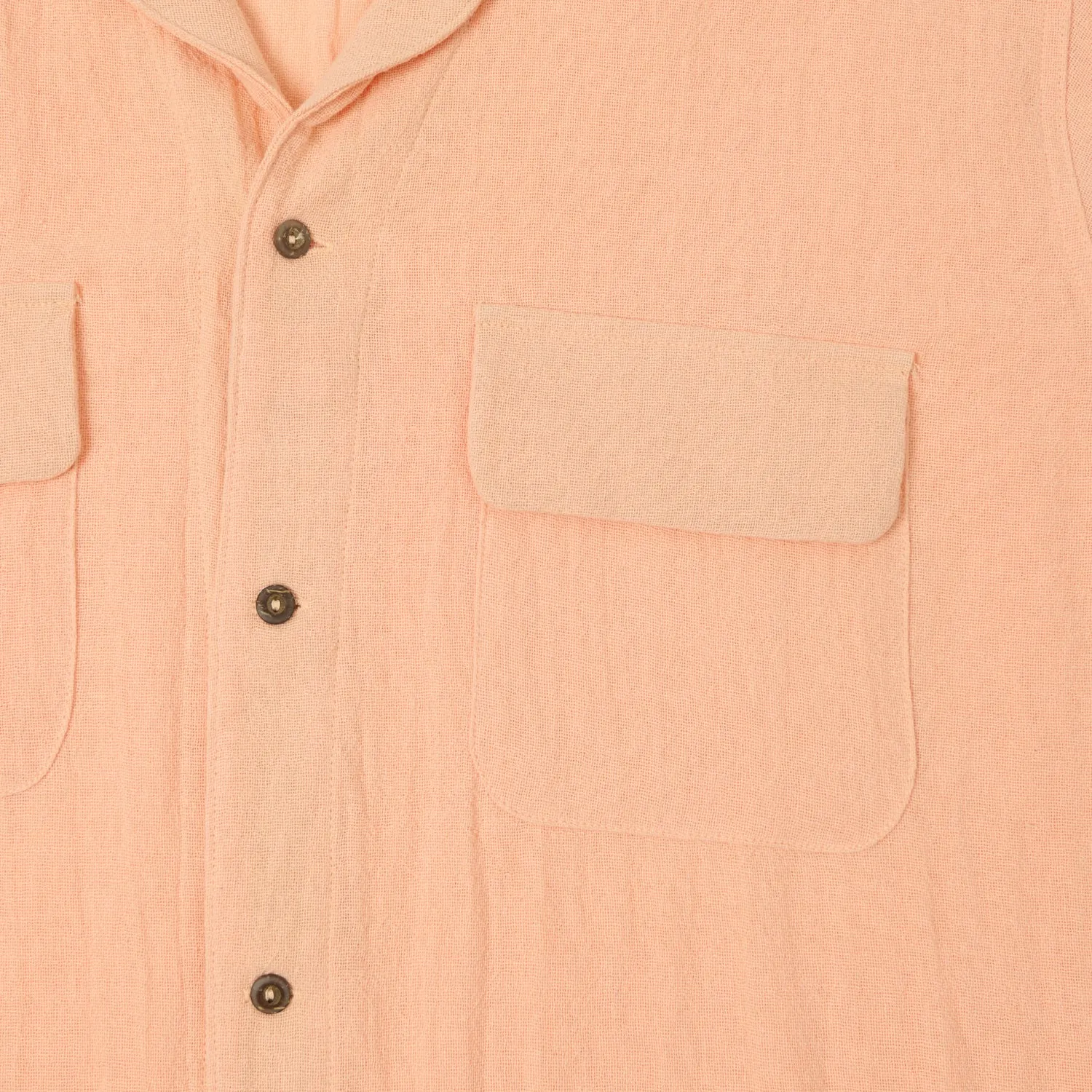 Sustainable Manufacturing Process Casual Wear Monitaly 'Milano' 1950s Camp Collar Shirt - Tropical Peach