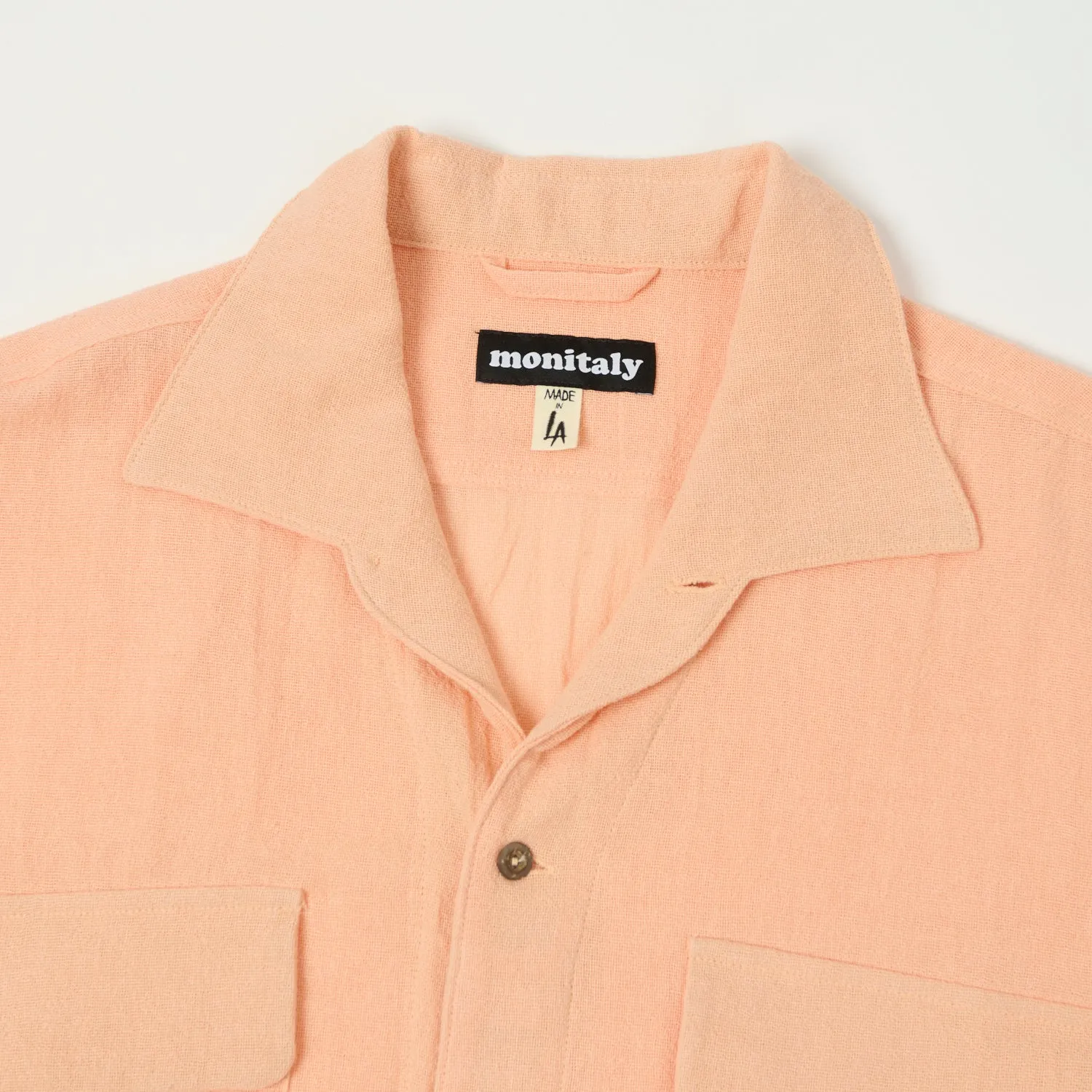 Tagless Design Monitaly 'Milano' 1950s Camp Collar Shirt - Tropical Peach