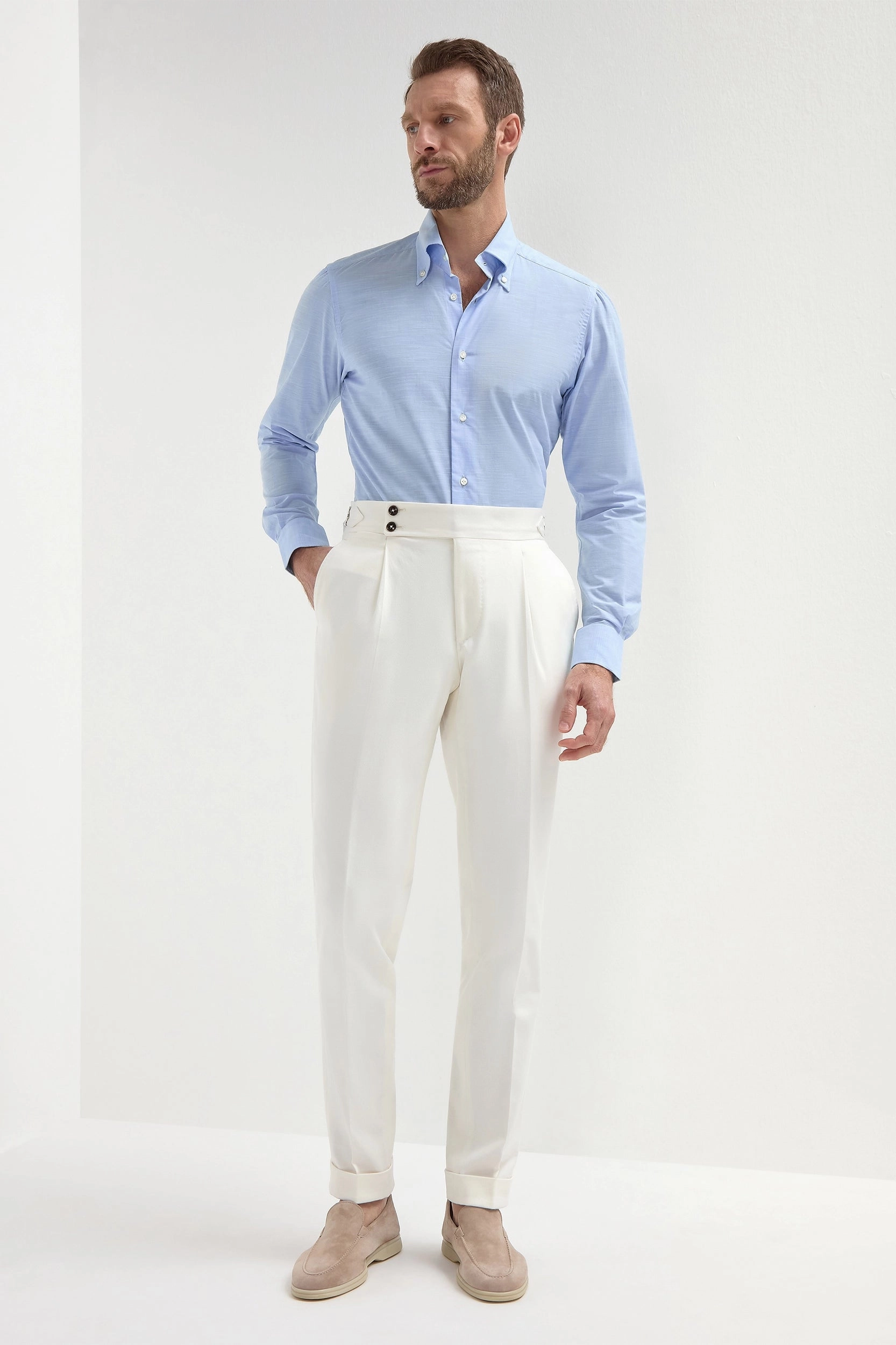 White cotton Soragna trousers - Made in Italy Functional Ease
