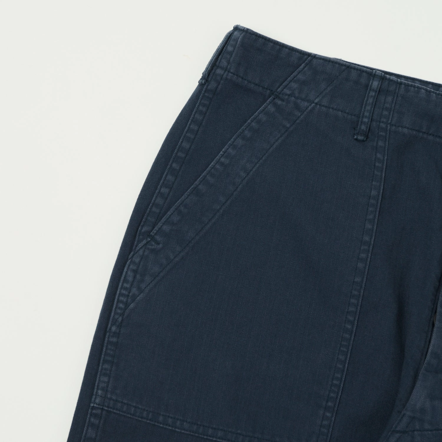 orSlow Herringbone Twill Lightweight Fatigue Pants - Navy Stain Resistant Weave Quick Slip
