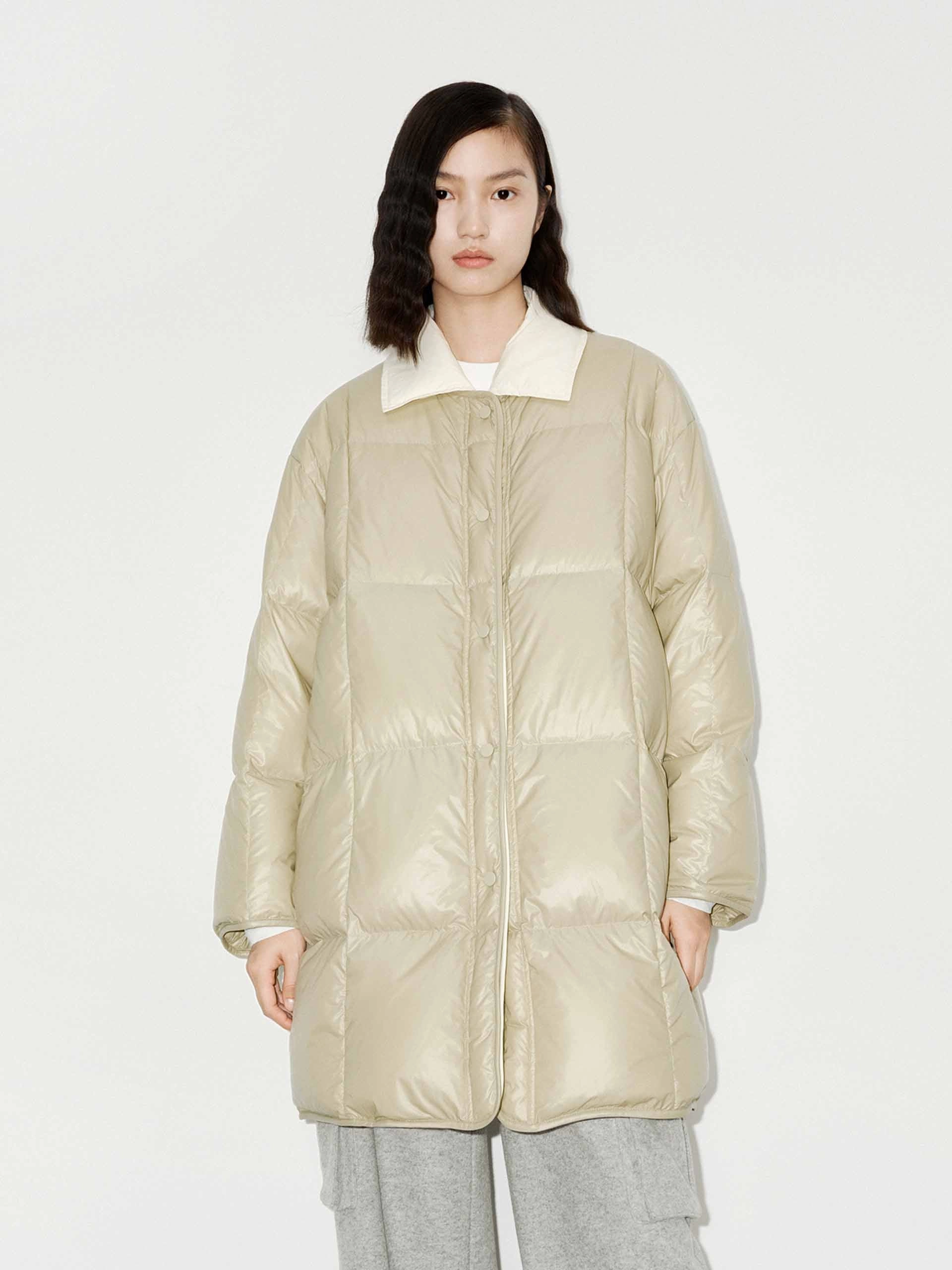 MoistureWickingInterior Mild Weather Loose Midi Puffer Coat