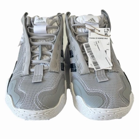 Adidas Girls Gray | Exhibit B Mid Basketball Sneakers Elastic Material
