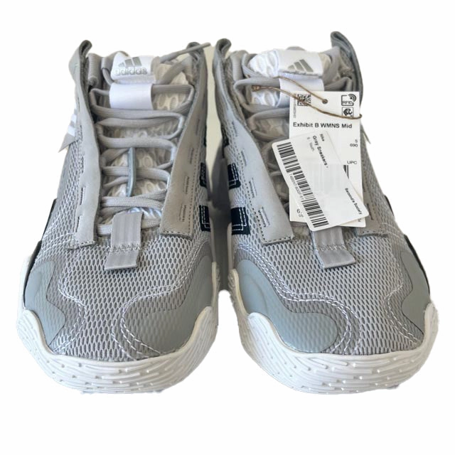 Adidas Girls Gray | Exhibit B Mid Basketball Sneakers Elastic Material