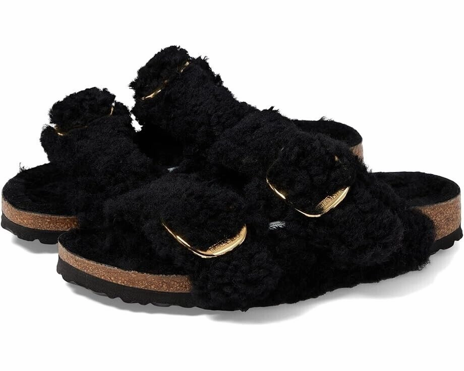 Outdoor shoes morning run Birkenstock Arizona Big Buckle Teddy Slide Unisex US M4/L6 Black Sandals ZPO1712