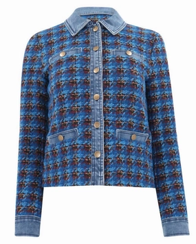 Tweed/Denim Jacket in Multi Tweed | Multi Tweed Reinforced Shoulder Panels CompressionFit