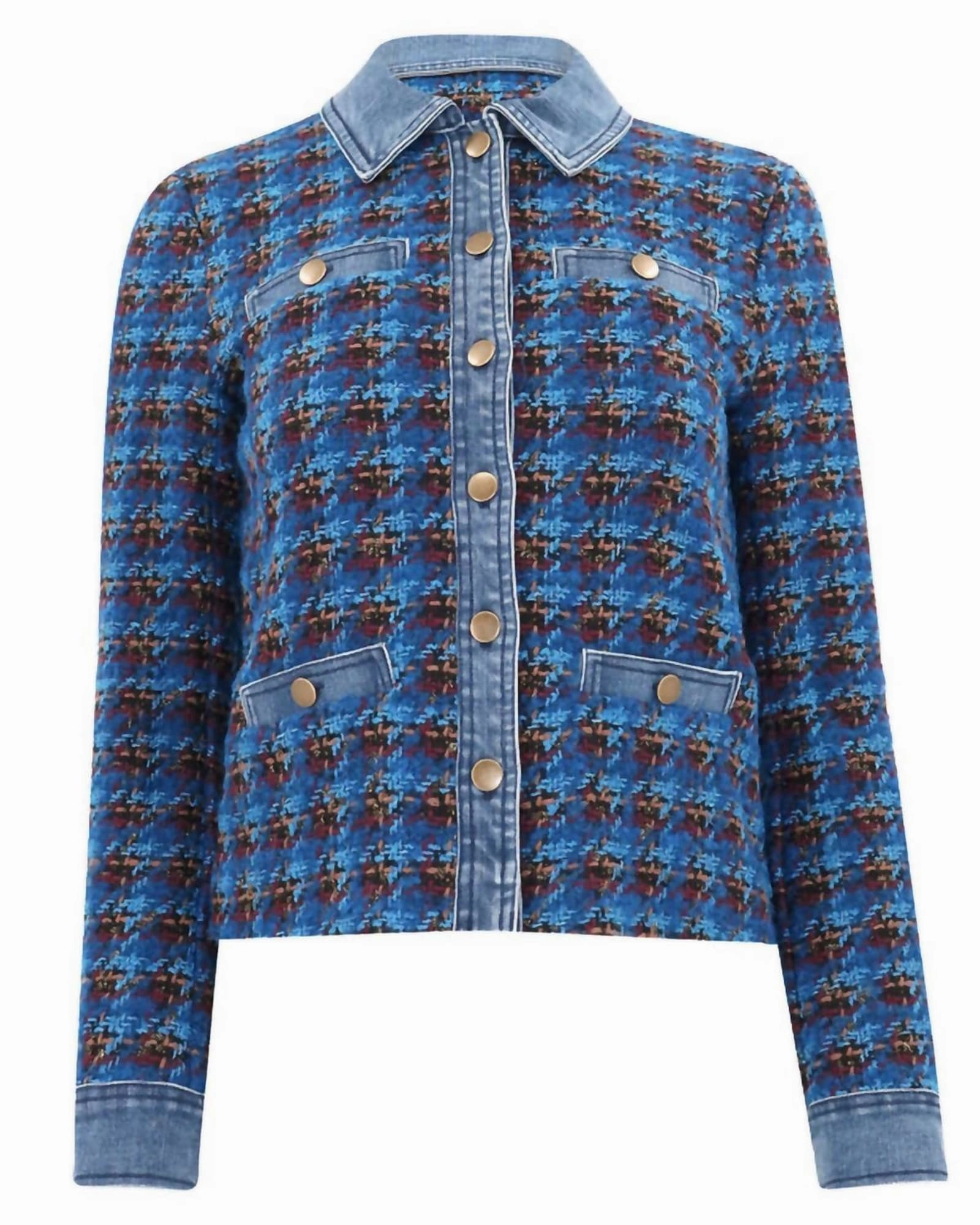 Tweed/Denim Jacket in Multi Tweed | Multi Tweed Reinforced Shoulder Panels CompressionFit