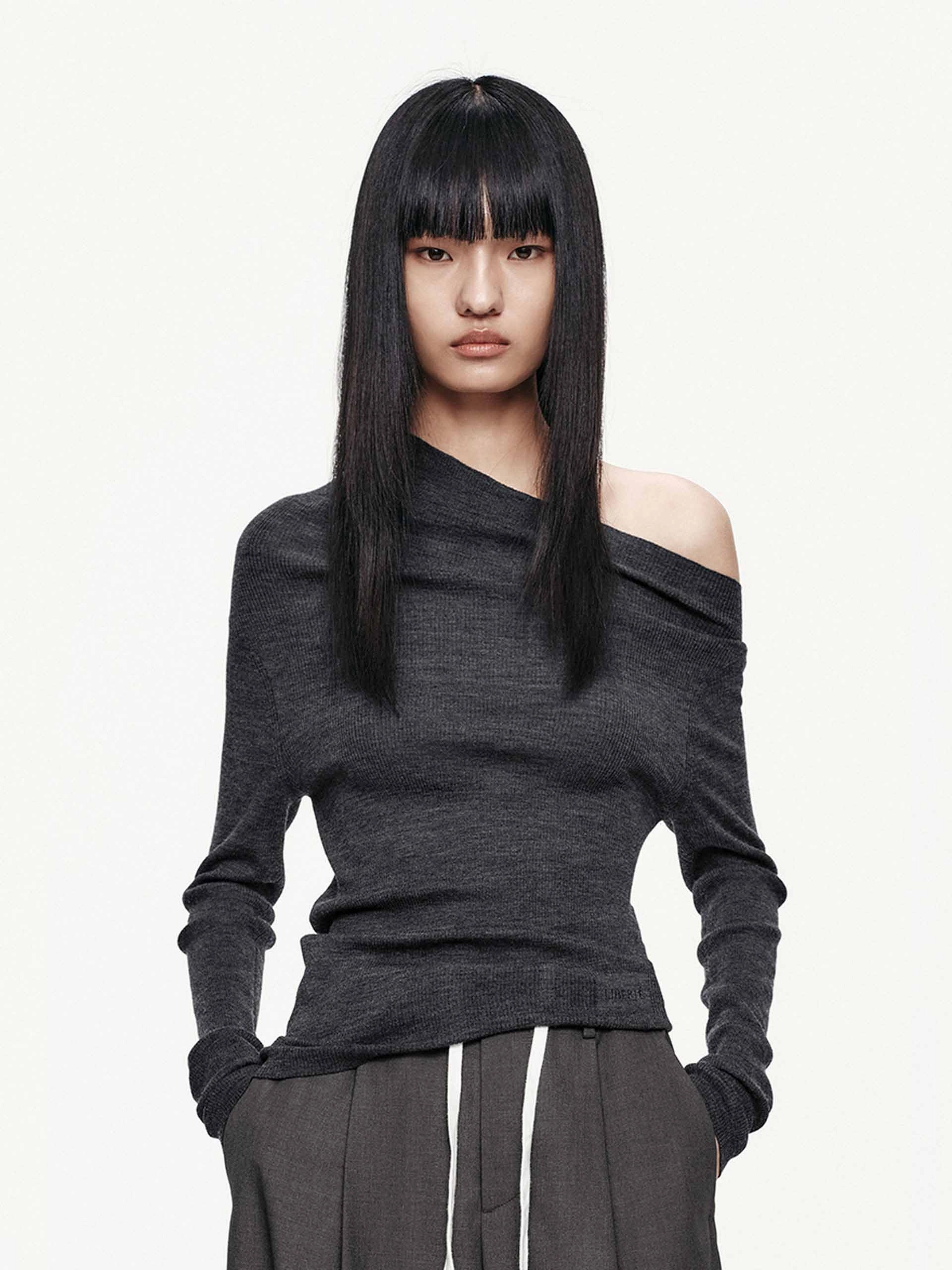 Layering Style One-shoulder Wool Sweater