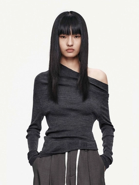 Layering Style One-shoulder Wool Sweater