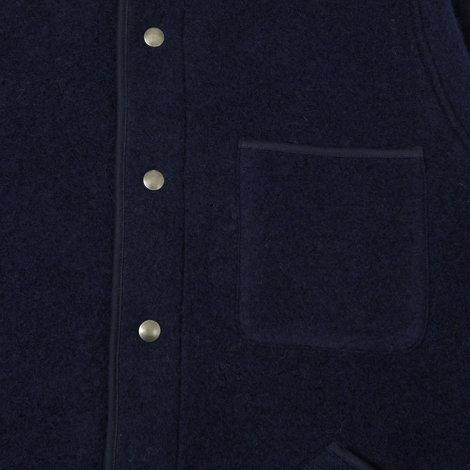 Hartford 'Jason' Knitted Wool Jacket - Navy Stylish Layer Low Profile Collar Design