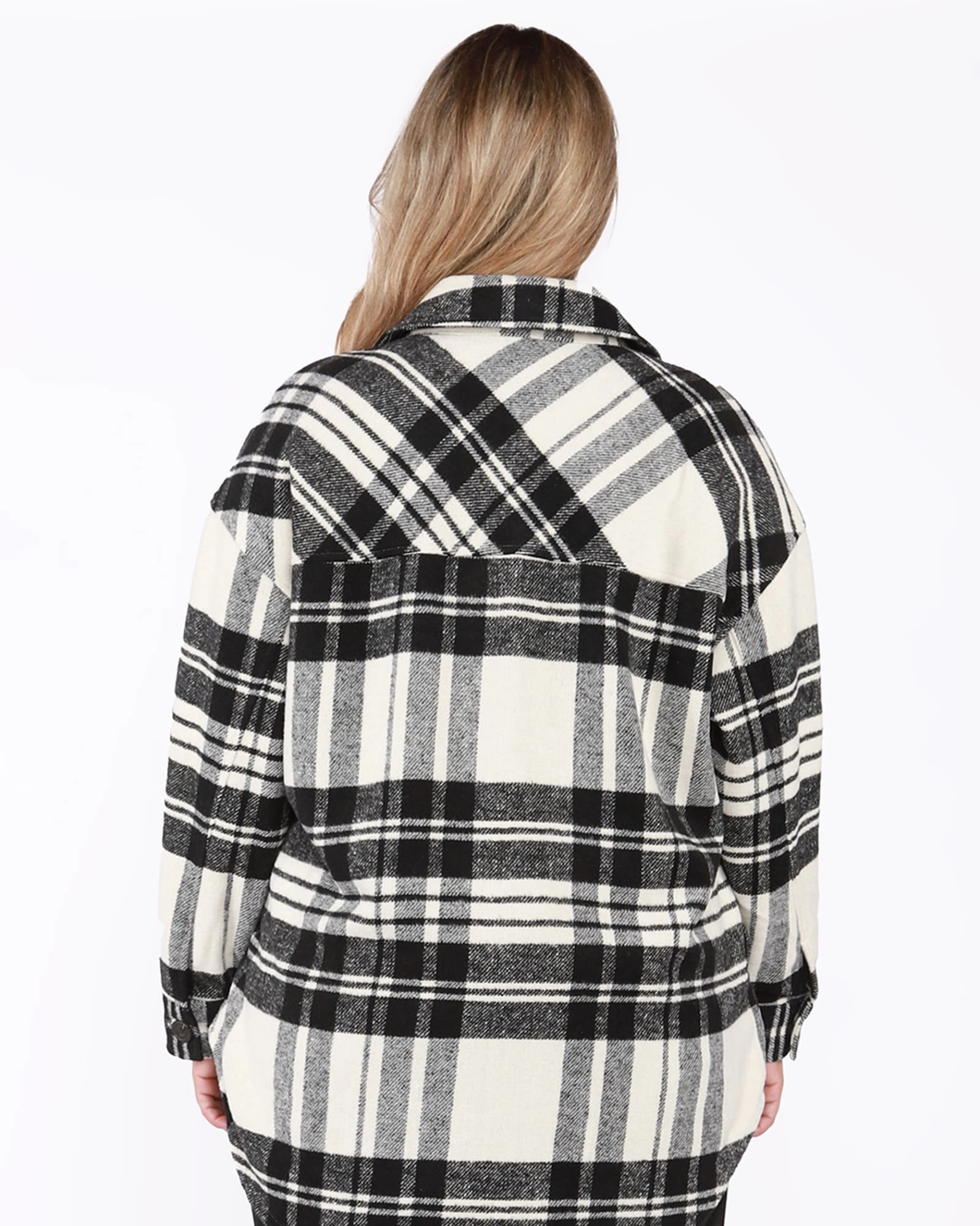 Ainhoa Plaid Snap Front Shacket | Black / White Wedding Adventure Ready