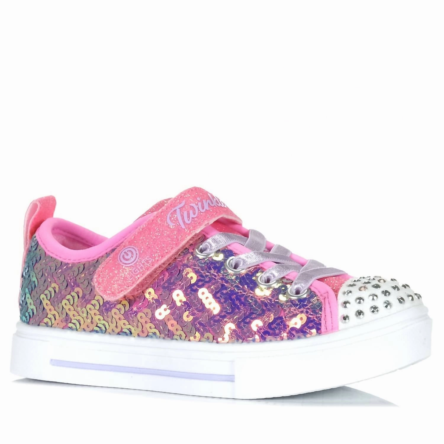 Kid's Twinkle Sparks Sequin Party Sneaker In Pink Multi Heel To Toe Drop Everyday Sport