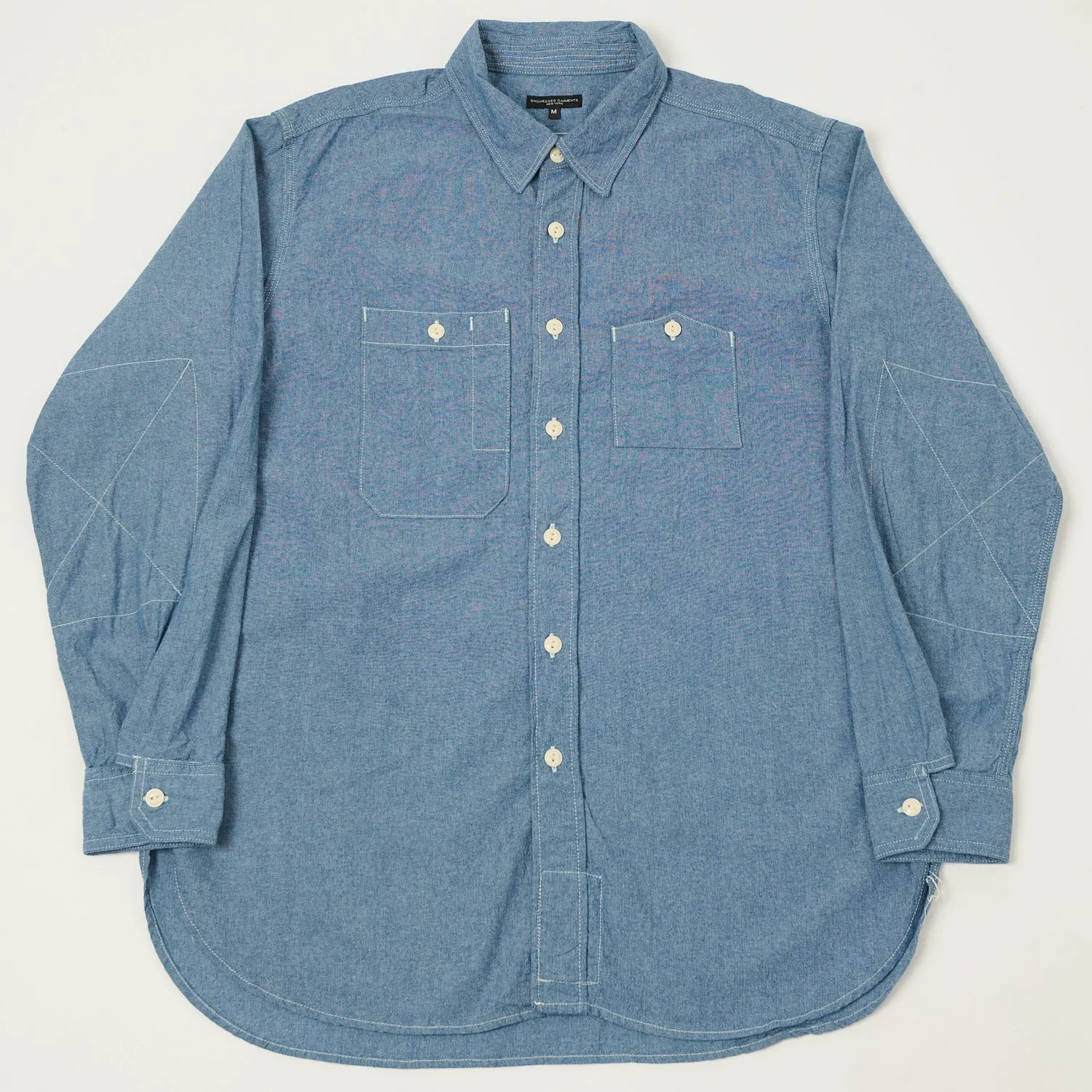 Reinforced Buttonholes Perfect Layer Engineered Garments 4.5oz Chambray Work Shirt - Blue