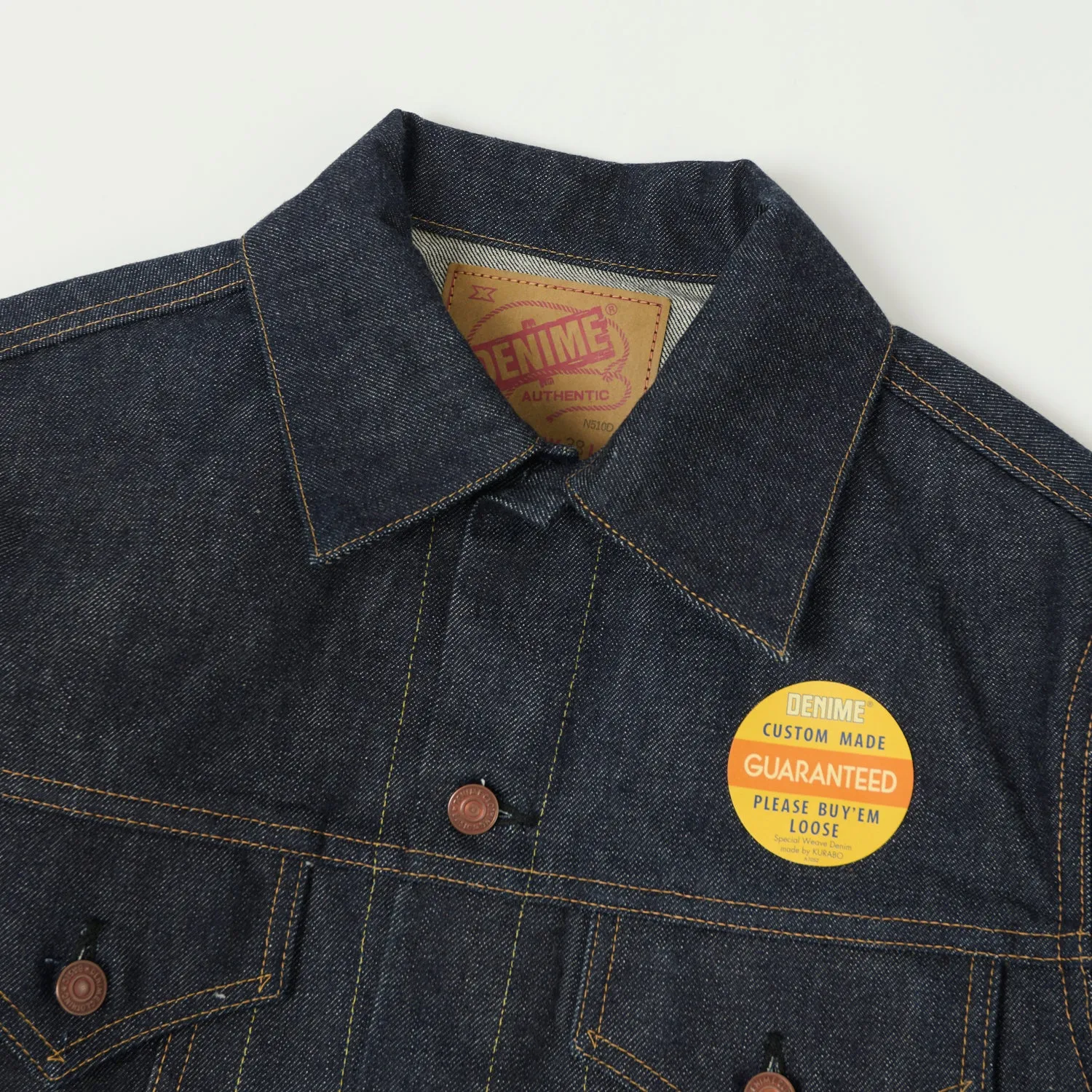 Denime Lot. 233 Type III Jacket - Raw Indigo Snap Closure System Casual Street Style