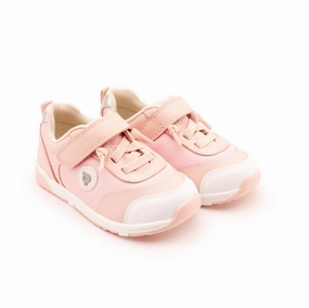 Girl's Team Kix Sneaker In Powder Pink/silver/white Comfortable Strapping Breathable Airflow Channels