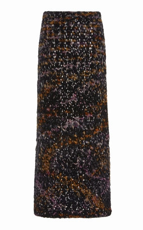 Collin Knit Midi Skirt in Space Dye Black Multi Welfat Cashmere Fashion Fusion Outfit Mix