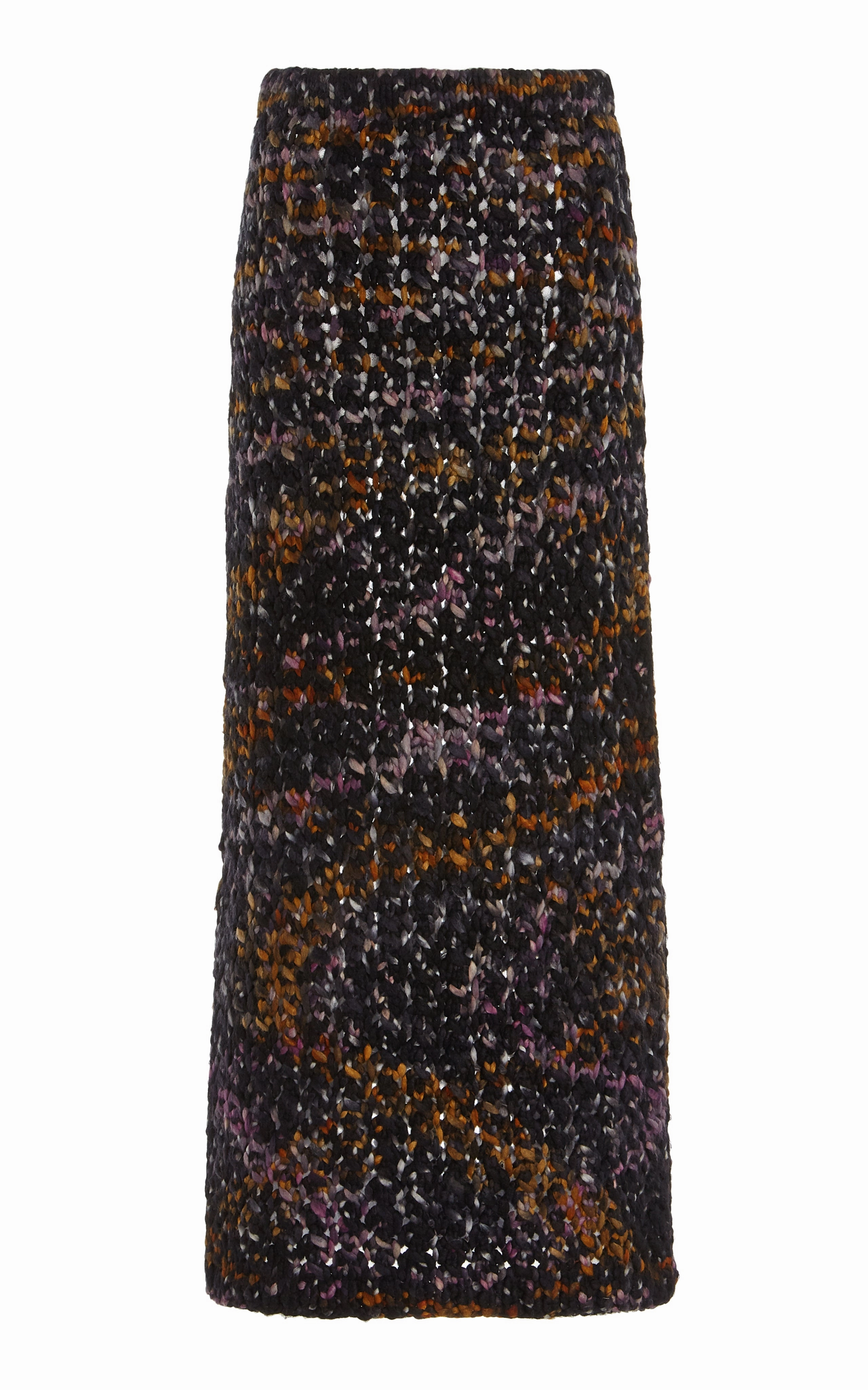 Collin Knit Midi Skirt in Space Dye Black Multi Welfat Cashmere Stretch Material Fashion Style
