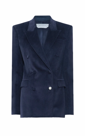 Gavin Blazer in Dark Navy Sea Island Cotton Corduroy Luxury Tailored