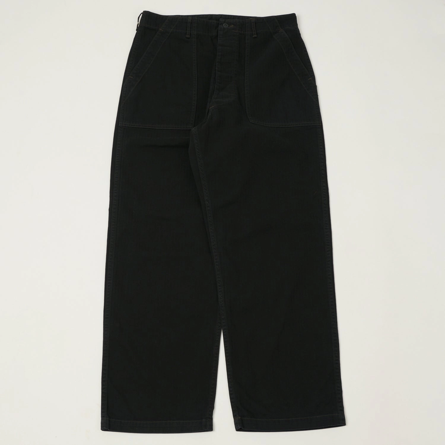 orSlow Herringbone Twill Lightweight Fatigue Pants - Black QuickReleaseFastenings