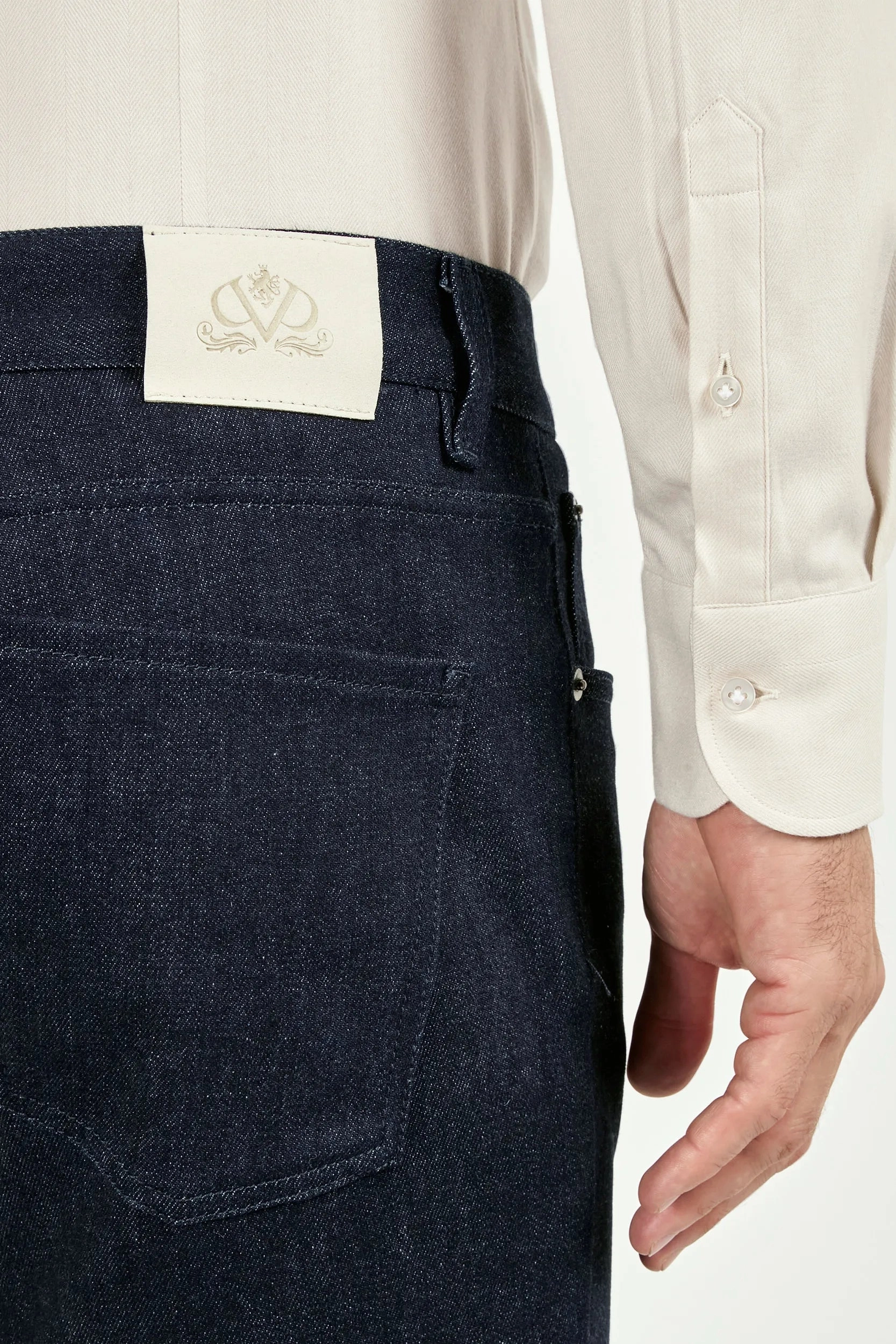 Slim Waist Adaptable Style Raw cotton and cashmere jeans - Made in Italy