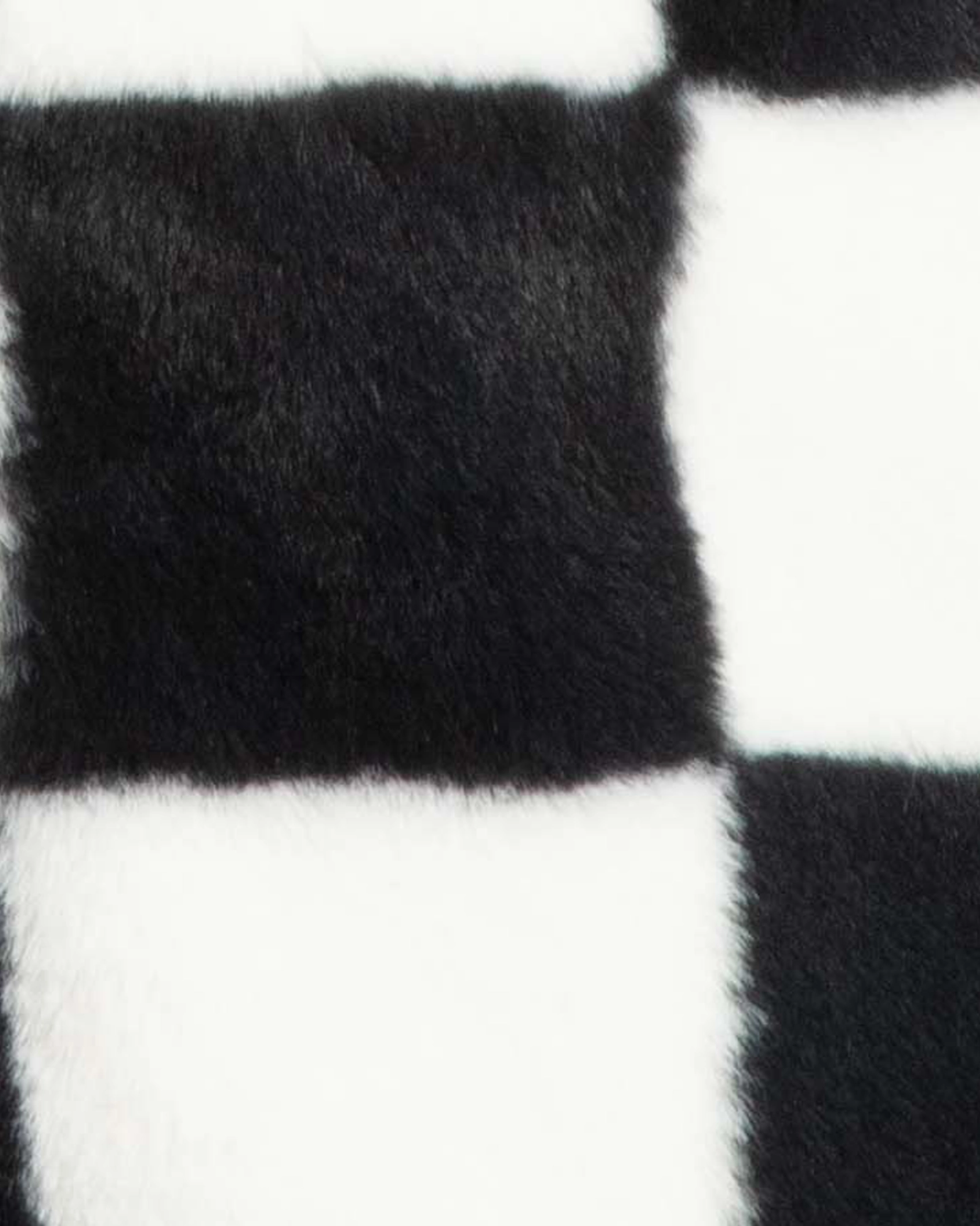 slim Alondra Faux Fur Checkerboard Coat | Black / Ivory
