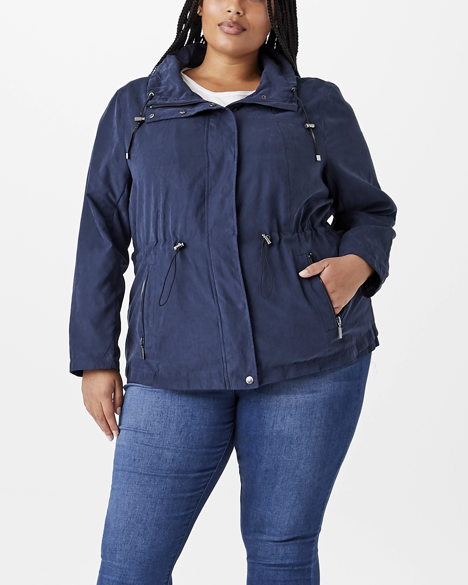 Alto Anorak Jacket | Navy Noise Reduced Fabric suitable for trade shows