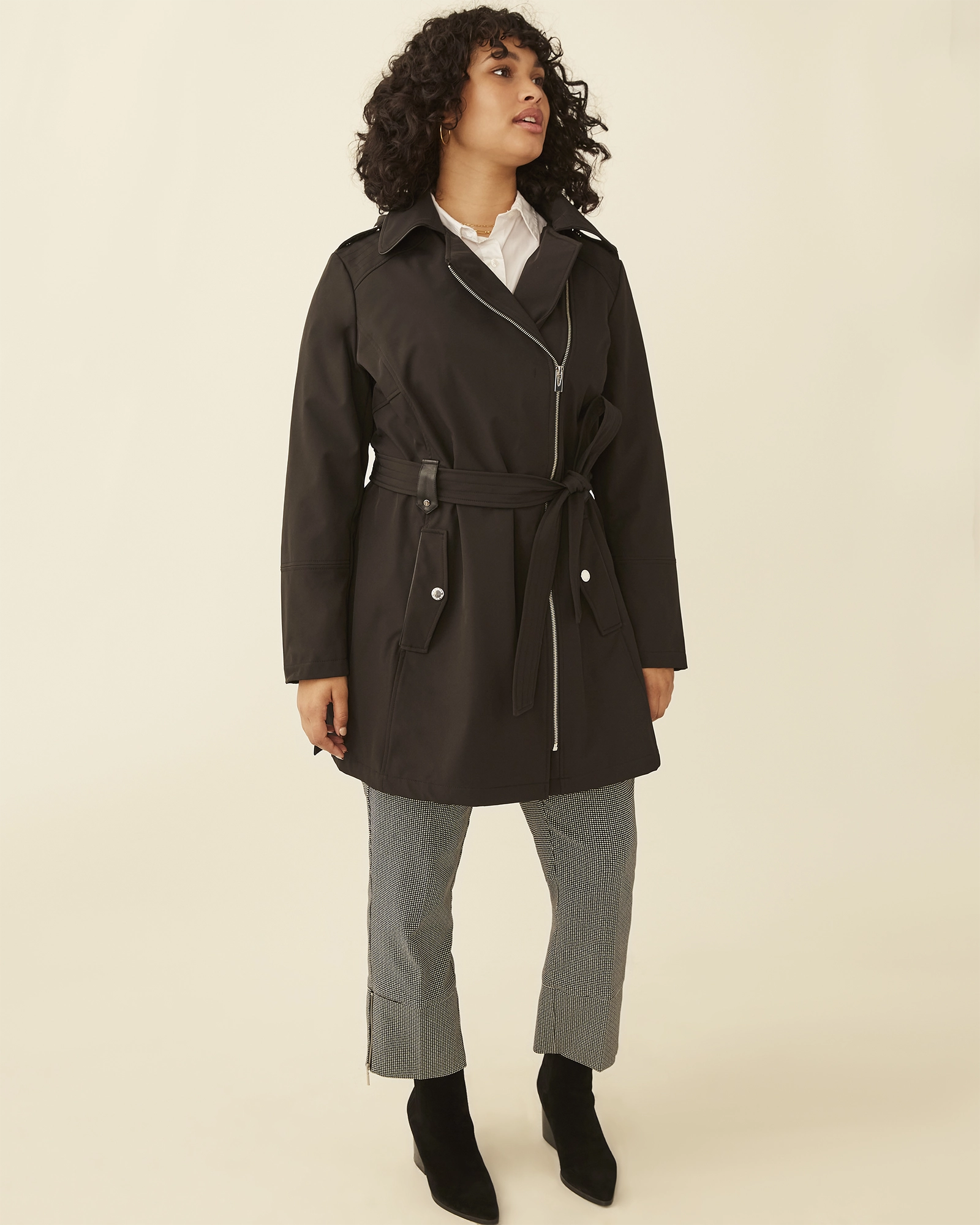 Amari Asymmetrical-Zip Belted Coat | Black Wardrobe
