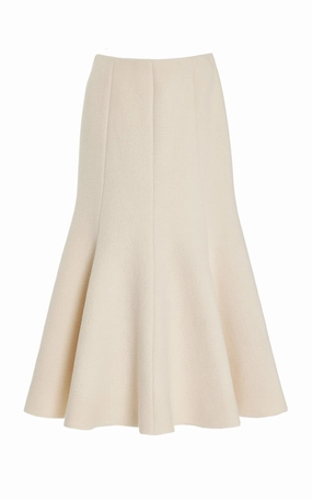 Amy Midi Skirt in Ivory Double-Face Recycled Cashmere Felt Basic Layers