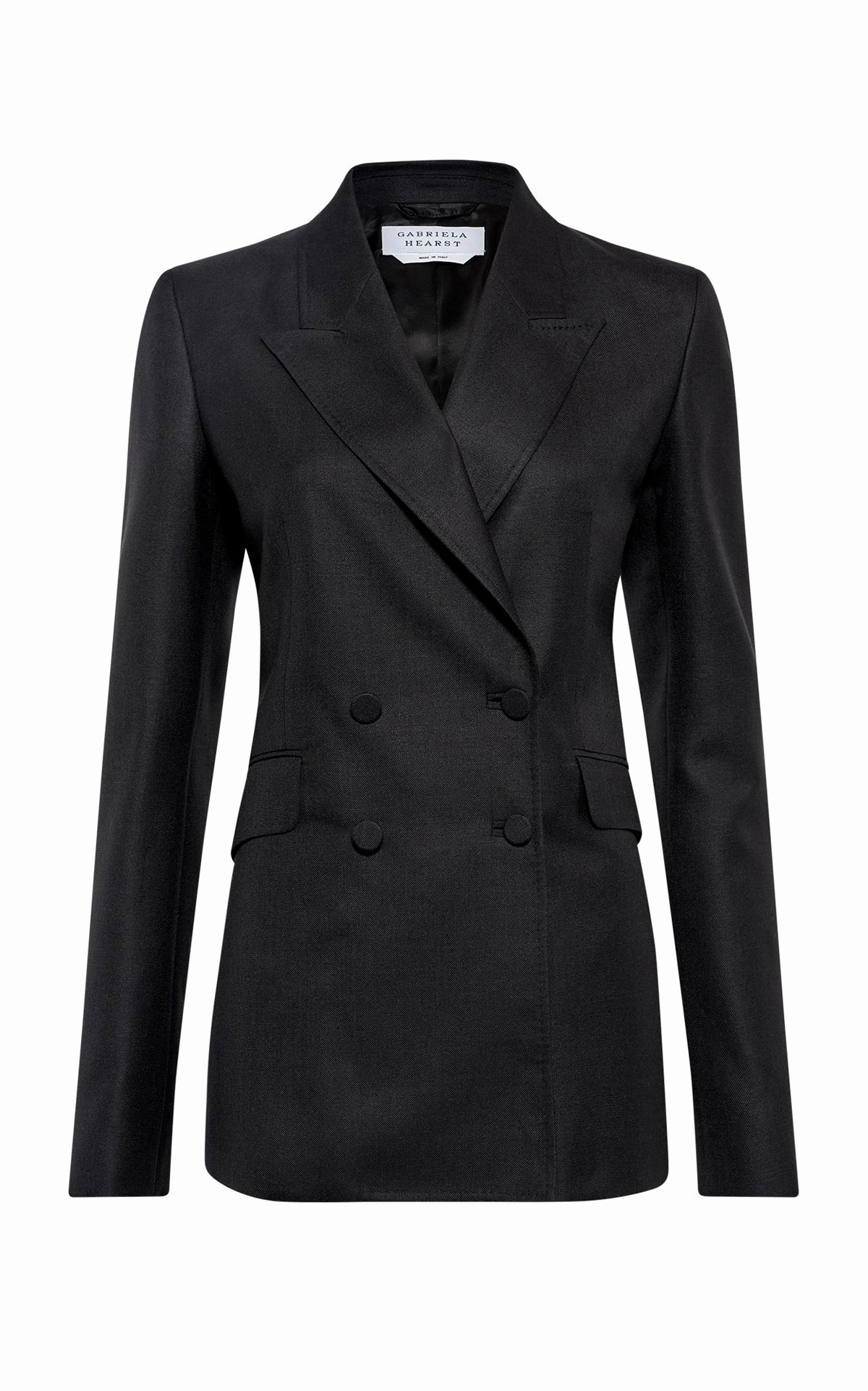 Angela Blazer in Black Virgin Wool Silk with Linen Fit For Success Wear