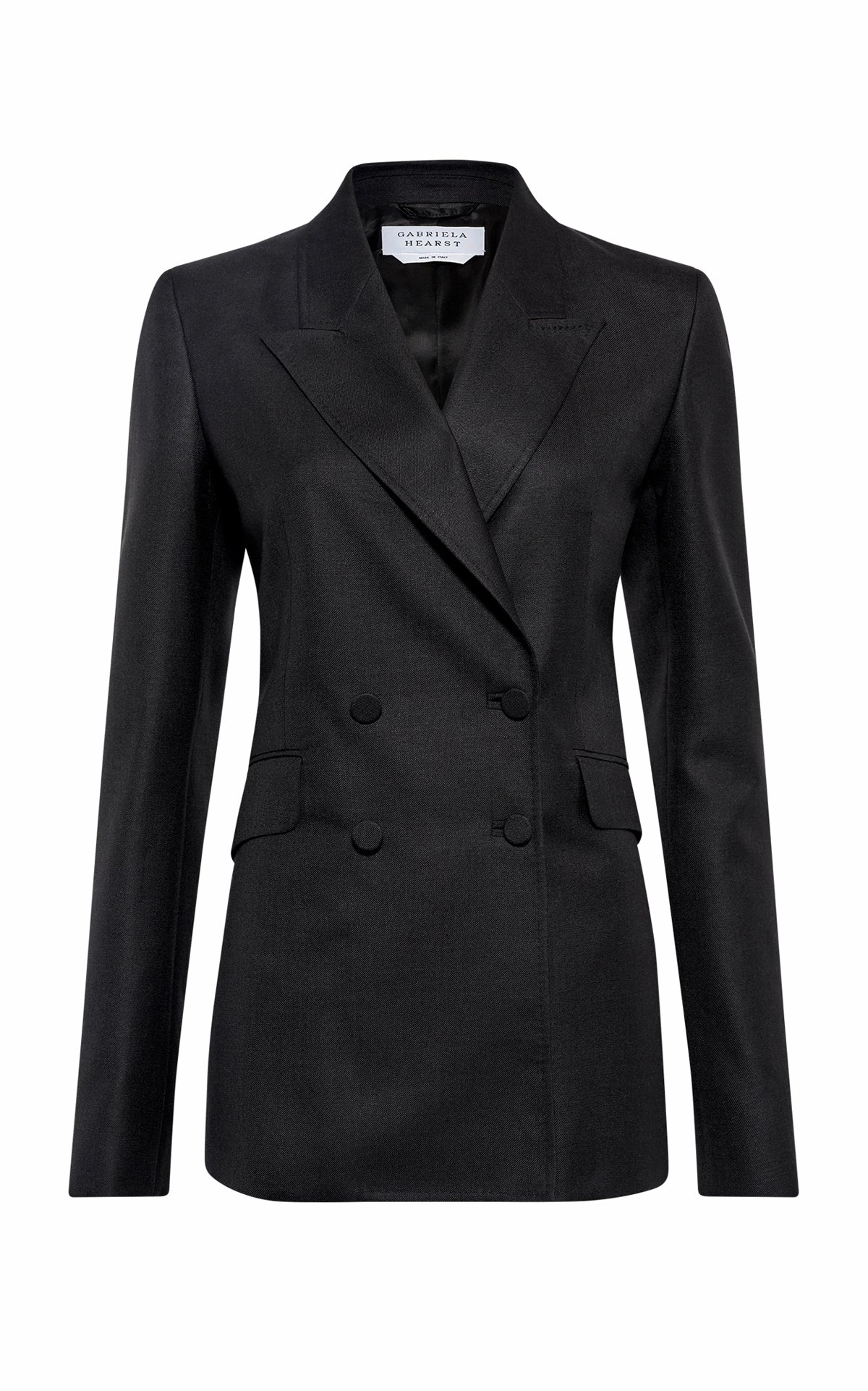 Angela Blazer in Black Virgin Wool Silk with Linen Flexible Fit Perfectly Tailored
