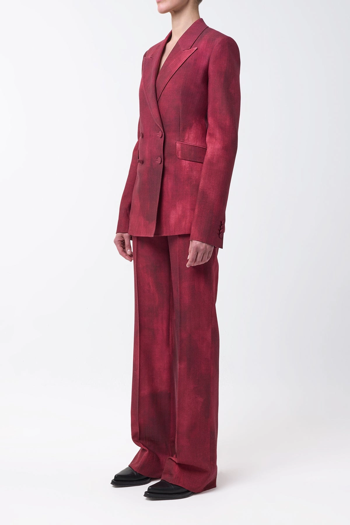 Angela Blazer in Bordeaux Virgin Wool Smart and Tailored Professional Tailoring