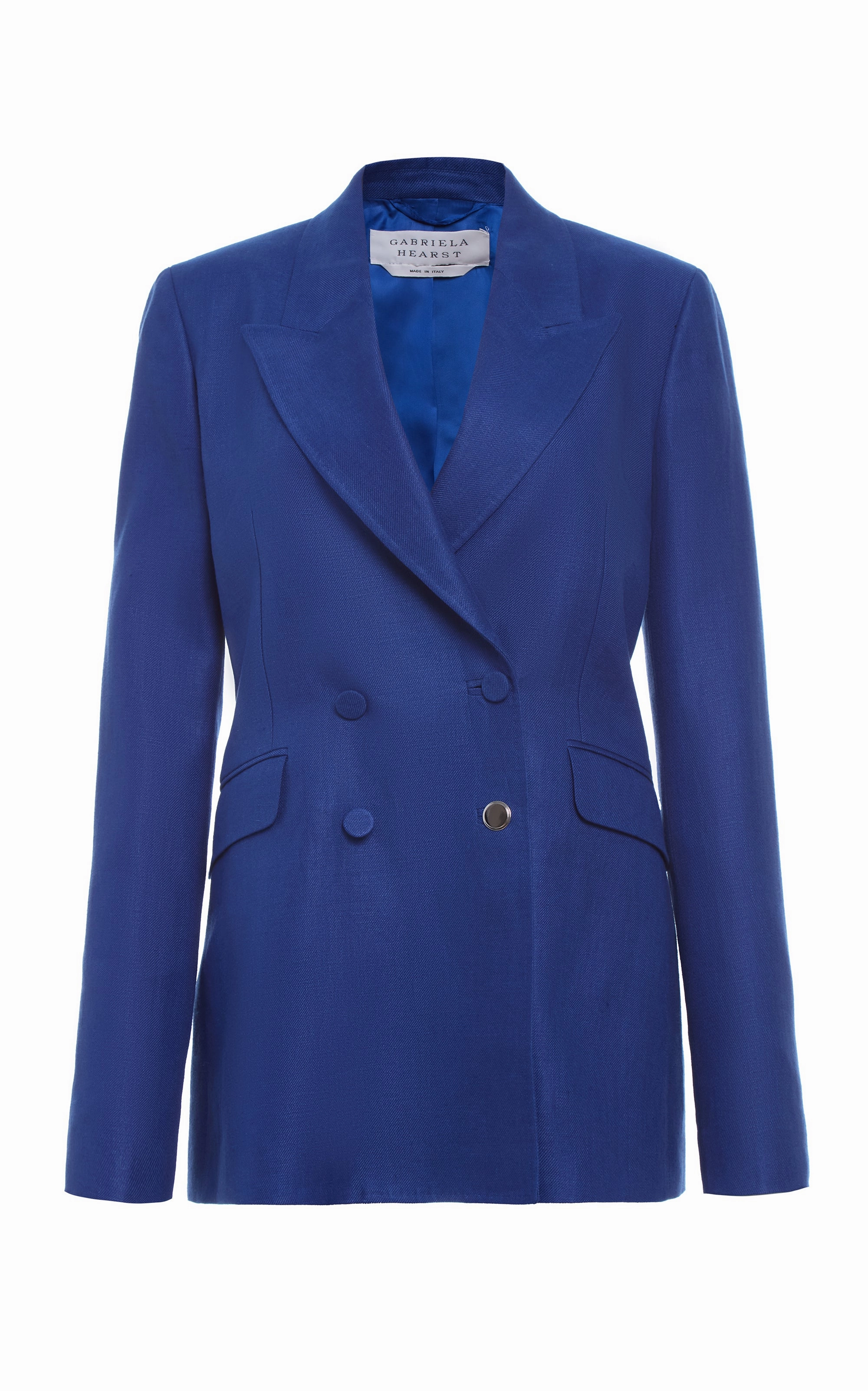 Angela Blazer in Cobalt Linen Twill Well-Fitted Look Chic Tailored