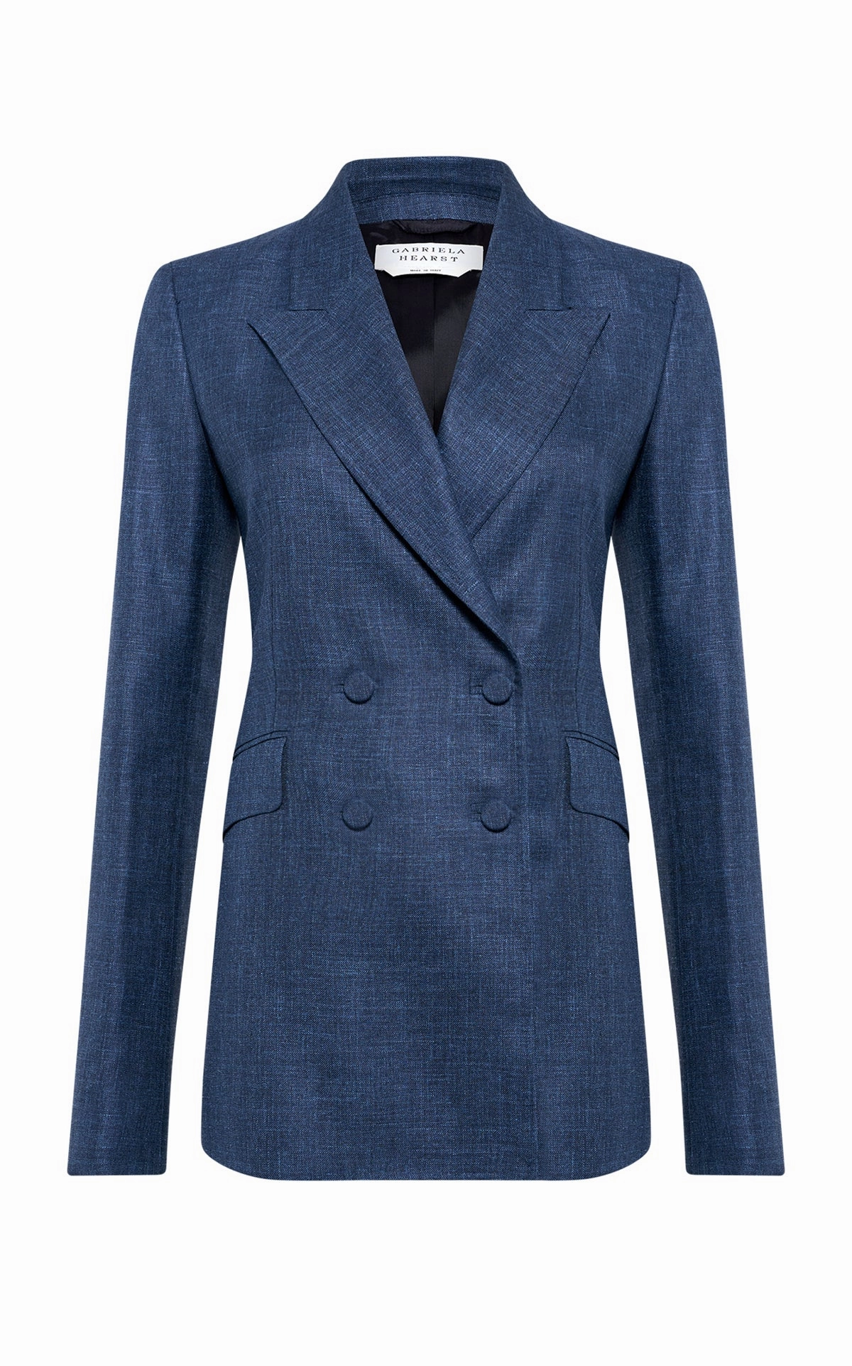 Sharp Style Fit Stylish Office Look Angela Blazer in Denim Virgin Wool Silk with Linen
