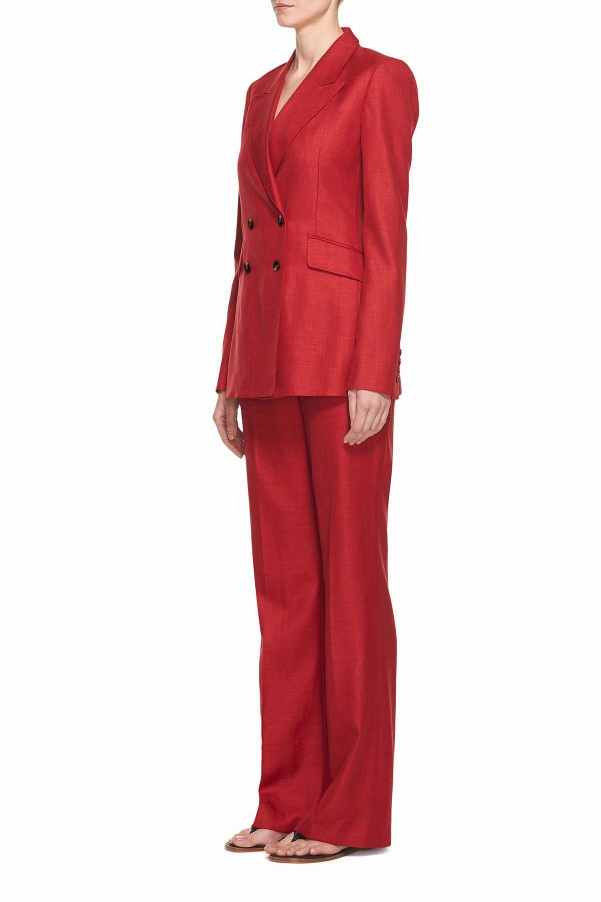 custom design Angela Blazer in Red Wool and Silk Linen