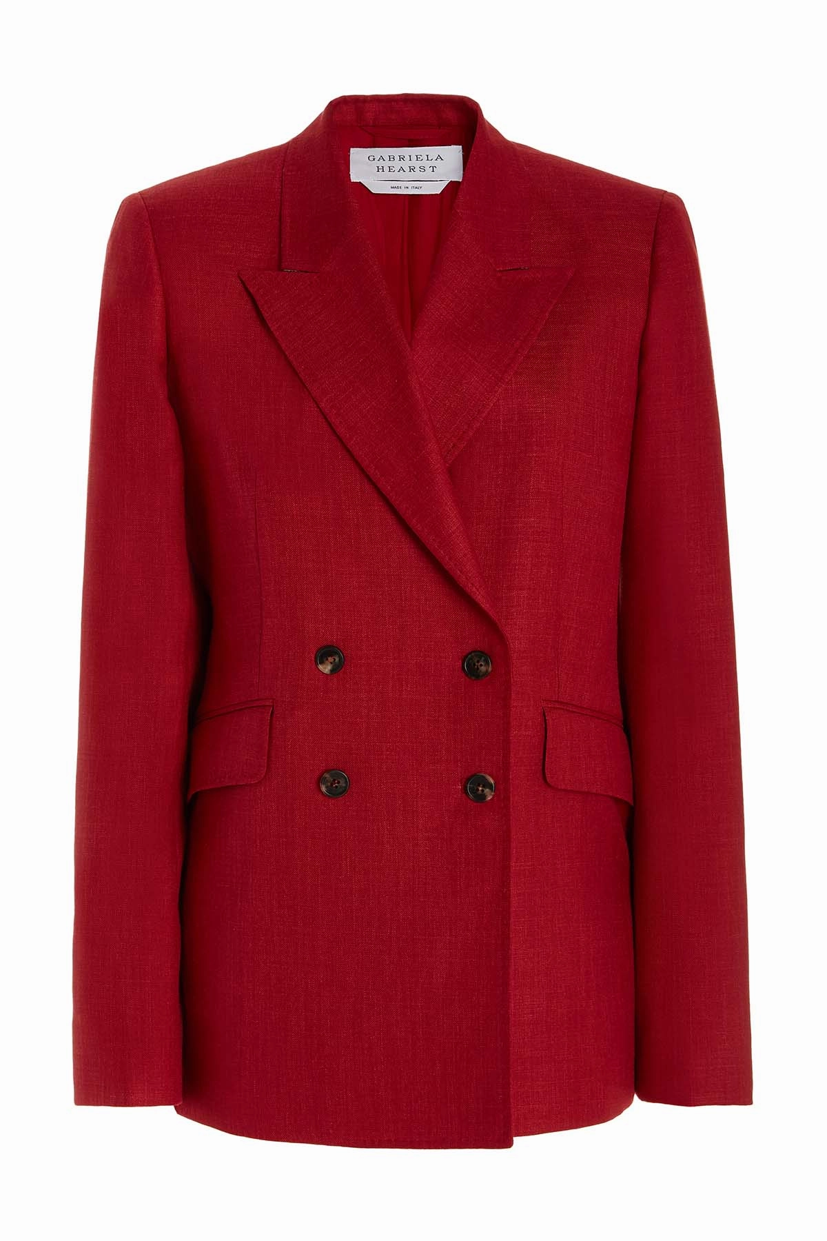 Angela Blazer in Red Wool and Silk Linen Executive Tailoring