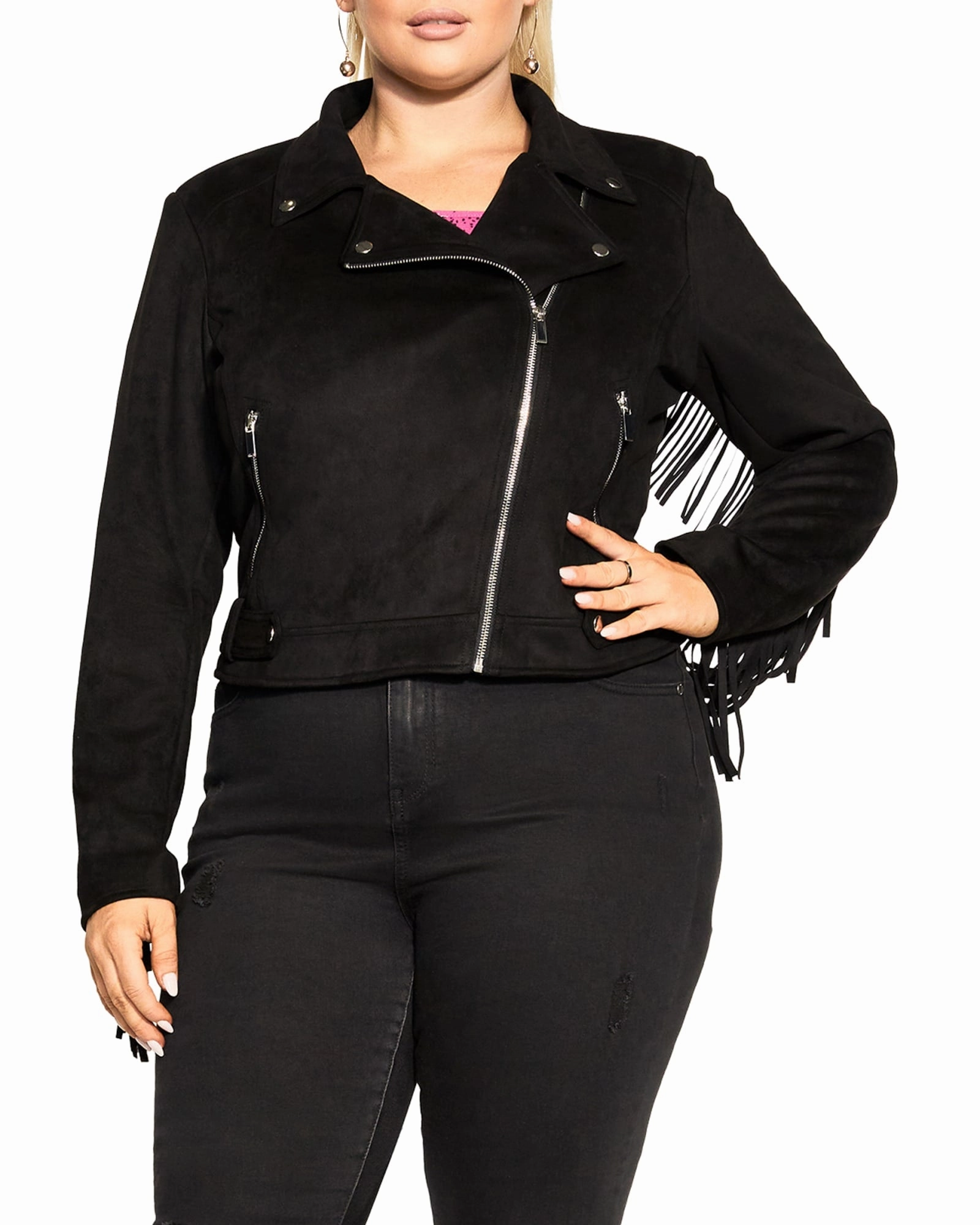 Quick Dry Tech Pocket-square Angela Fringe Jacket | Black