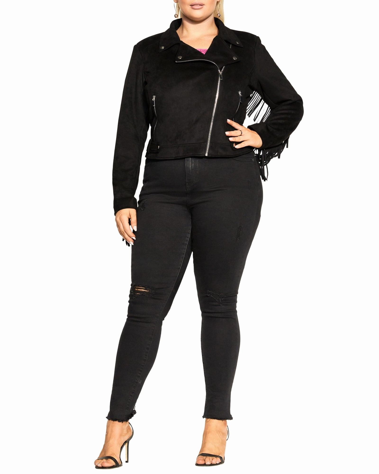 Hope snowy Angela Fringe Jacket | Black