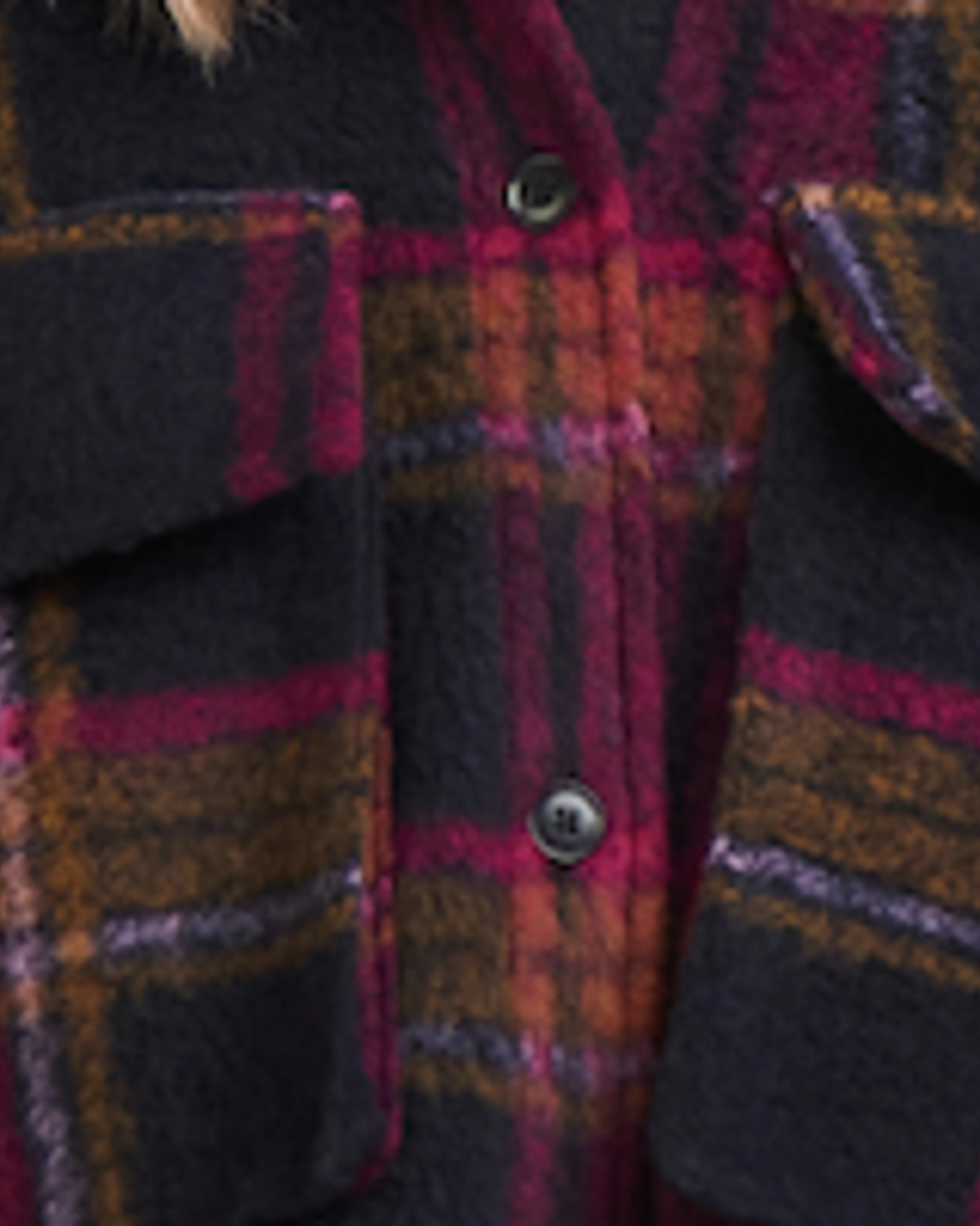 Celebrate Annika Plaid Fleece Jacket | Black / Burgundy