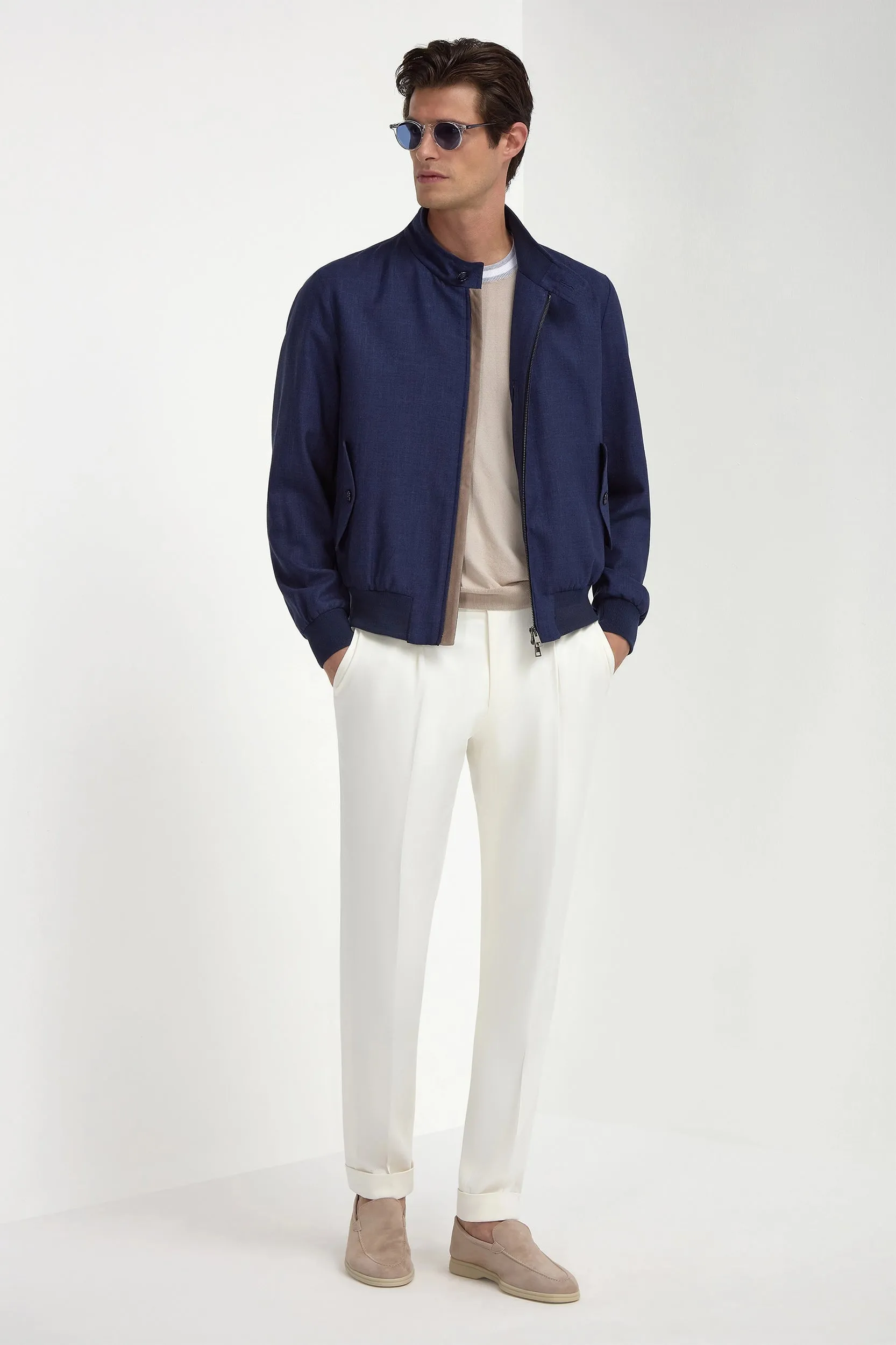 Water Repellent Coating Rubberized Edging Blue short jacket ?C Made in Italy