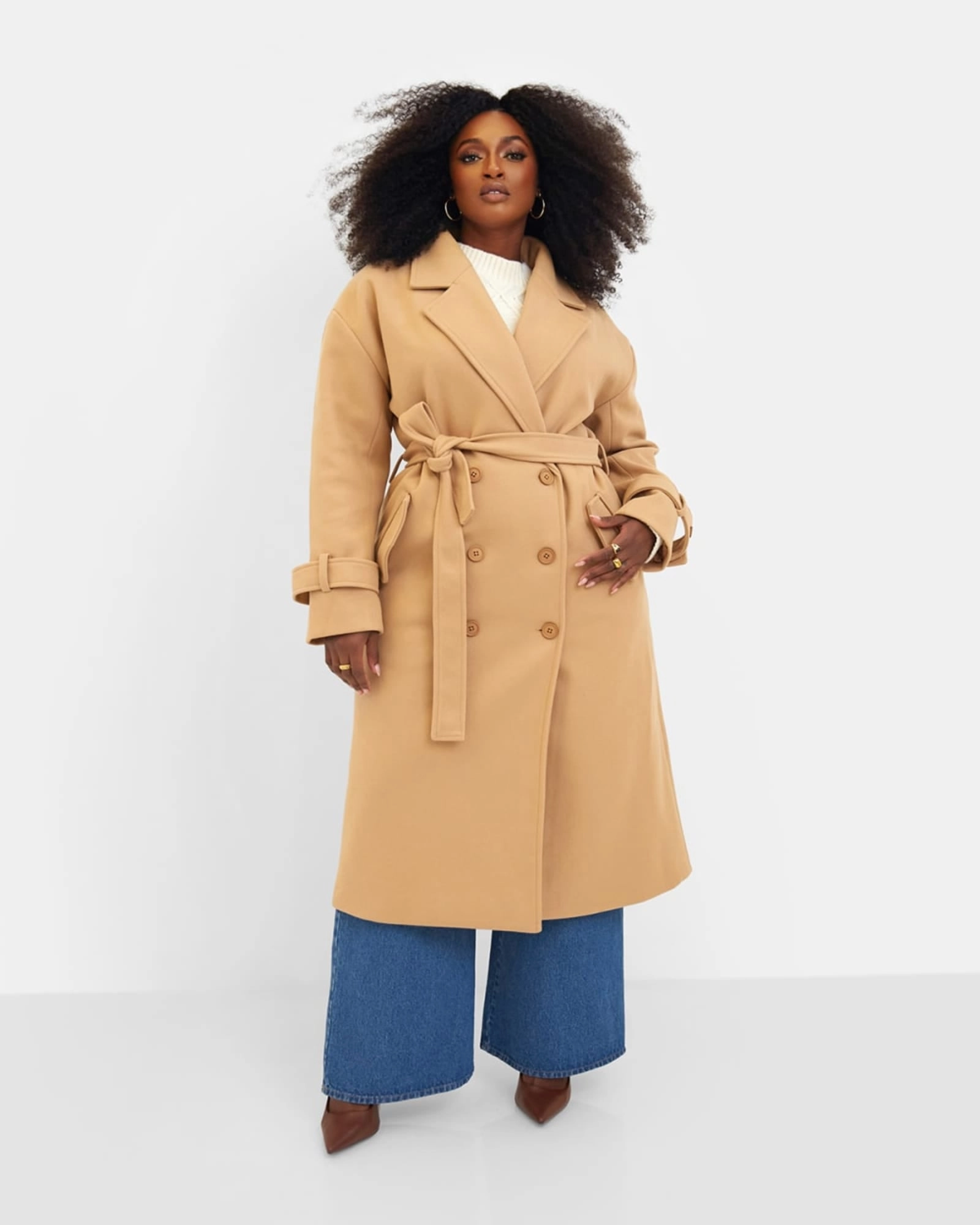 Hazel Structured Belted Coat - Tan | Brown Utility