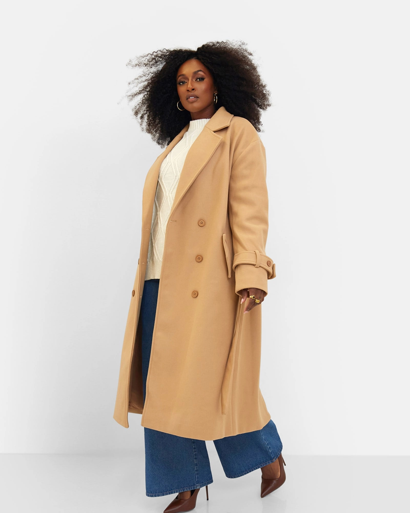 Infatuation Hazel Structured Belted Coat - Tan | Brown