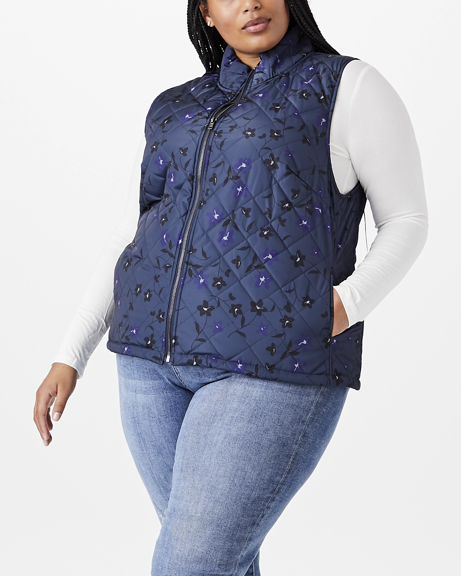 Araluen Printed Quilted Vest | Purple Articulated Seams