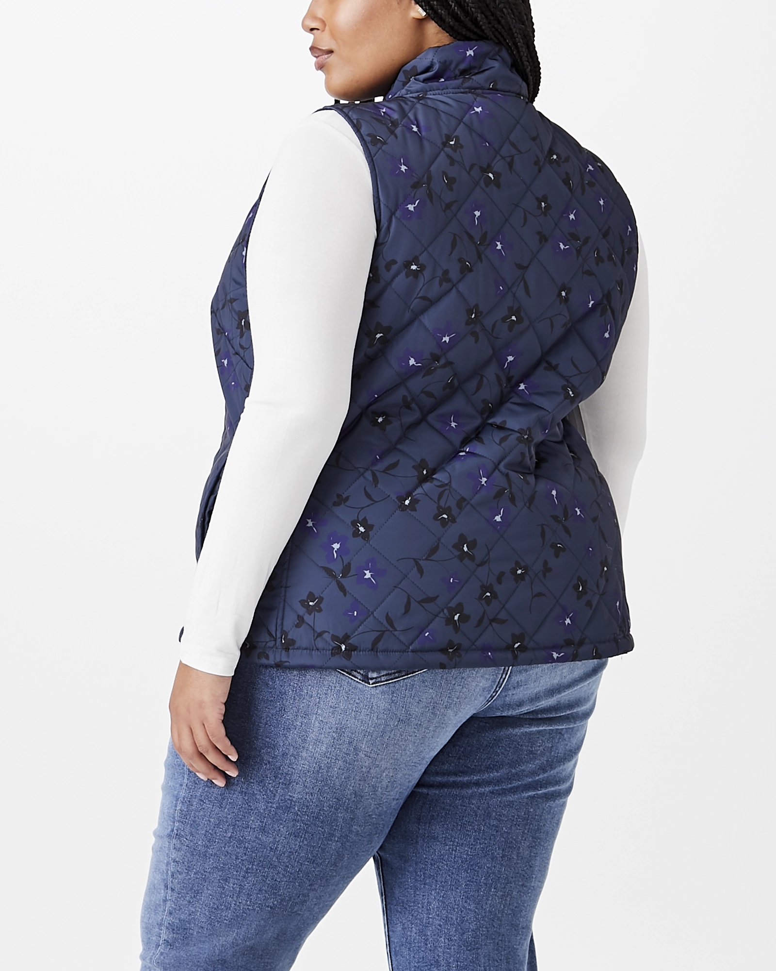 Araluen Printed Quilted Vest | Purple suitable for rainy days