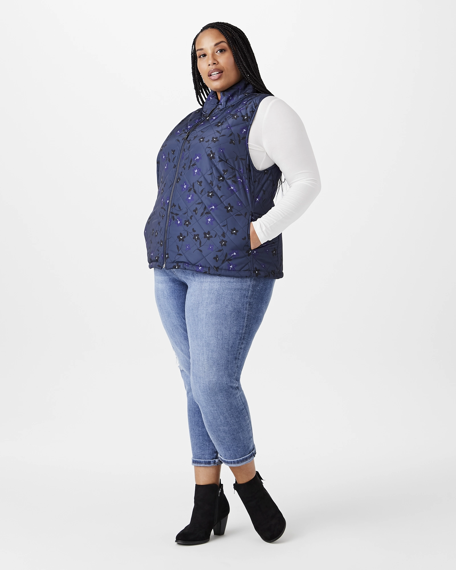 Araluen Printed Quilted Vest | Purple suitable for casual sports