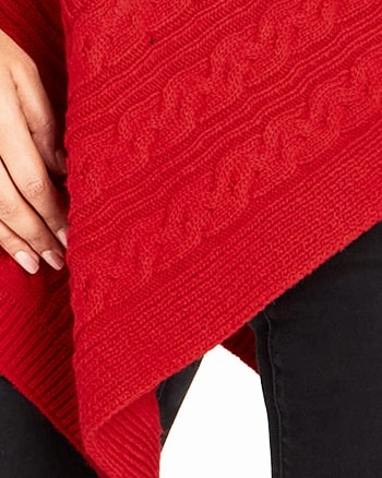 Aria Button Poncho | Red Frictionless Cuffs Daily Layer
