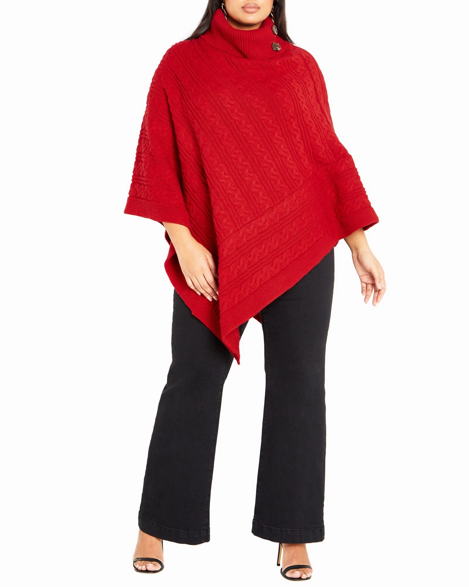 Paper Price Aria Button Poncho | Red