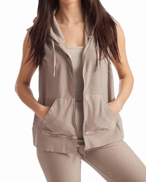 Calendar Chilly Commute Leslie Hooded Vest in Oatmeal | Oatmeal